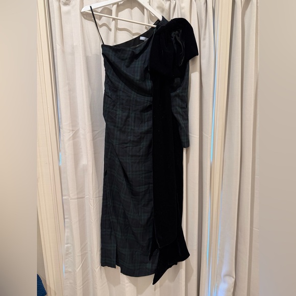 Antonio Melani X Born On Fifth - Plaid One-Shoulder Gown - Picture 4 of 8